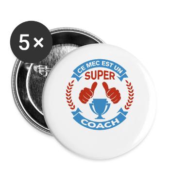 Ce mec est un super entraineur cadeau humour - Lot de 5 grands badges (56 mm) - blanc - Devant