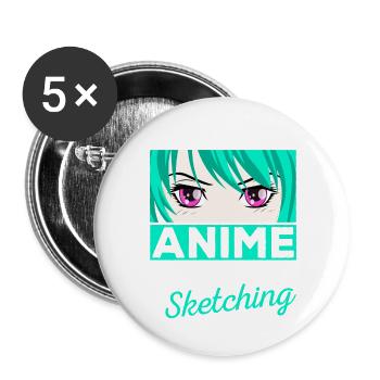 Ich Liebe Einfach Anime Ramen Sketching Manga Gift - Buttons groß 56 mm (5er Pack) - Weiß - Vorne