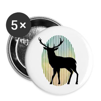 Cerf - Lot de 5 grands badges (56 mm) - blanc - Devant