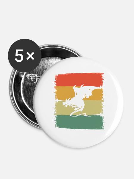 Drache Drachen - Buttons groß 56 mm (5er Pack) - Weiß