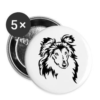 Sheltie Head - Buttons large 2.2''/56 mm (5-pack) - white - Front