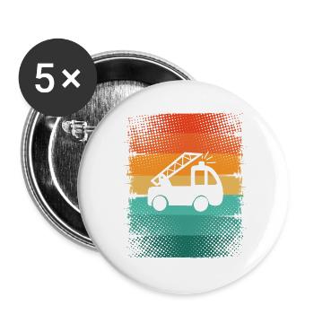 Pompiers - Lot de 5 grands badges (56 mm) - blanc - Devant