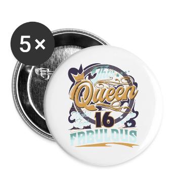 16th birthday 16 years Women Ladies Queen - Buttons large 2.2''/56 mm (5-pack) - white - Front