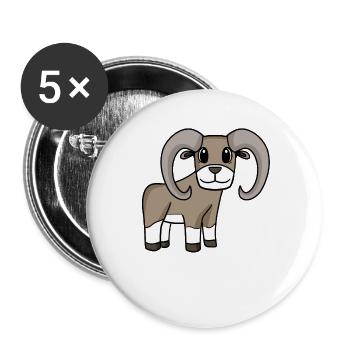 Mufflon Wildschaf - Buttons groß 56 mm (5er Pack) - Weiß - Vorne