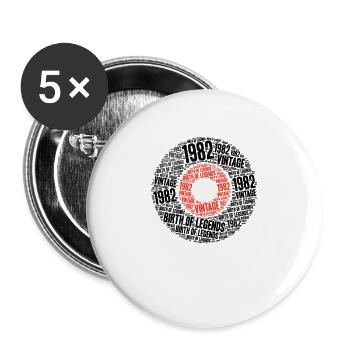 Born in 1982 Vintage 1982 Birthday Music - Buttons large 2.2''/56 mm (5-pack) - white - Front