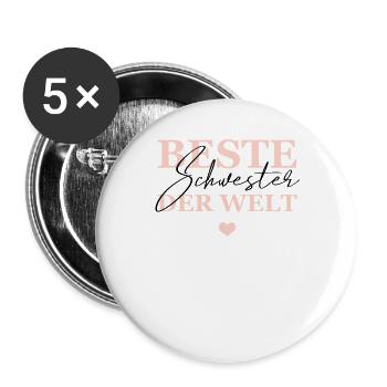 Beste schwester Der Welt - Buttons groß 56 mm (5er Pack) - Weiß - Vorne