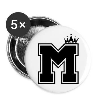 buchstabe M Krone - Buttons groß 56 mm (5er Pack) - Weiß - Vorne