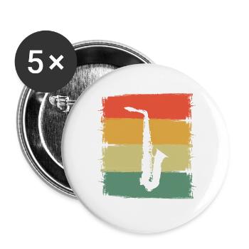 Saxophon - Buttons groß 56 mm (5er Pack) - Weiß - Vorne