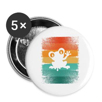 Frosch - Buttons groß 56 mm (5er Pack) - Weiß - Vorne