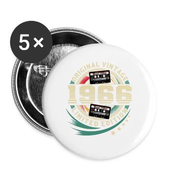 1966 Année de naissance Millésime Année de construction Anniversaire - Lot de 5 grands badges (56 mm) - blanc - Devant
