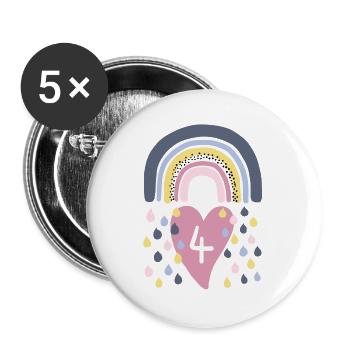 Rainbow 4ème anniversaire - Lot de 5 grands badges (56 mm) - blanc - Devant