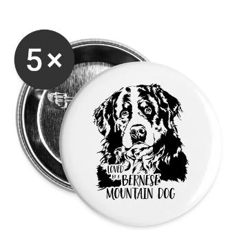 BERNESE MOUNTAIN DOG loved by Bernese Mountain Dog - Buttons large 2.2''/56 mm (5-pack) - white - Front
