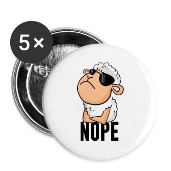 Mouton nope drôle - Lot de 5 grands badges (56 mm) - blanc - Devant