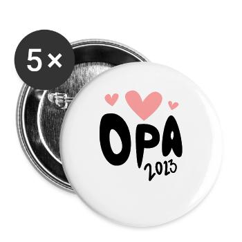 Opa 2023 - Opa werden - Bald Opa - Buttons groß 56 mm (5er Pack) - Weiß - Vorne