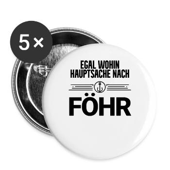 Nordsee Föhr - Buttons groß 56 mm (5er Pack) - Weiß - Vorne