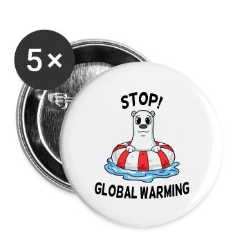 Klimawandel Klimaschutz - Buttons groß 56 mm (5er Pack) - Weiß - Vorne
