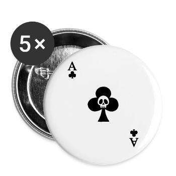 Schädel und Kreuz-Ass - Buttons groß 56 mm (5er Pack) - Weiß - Vorne