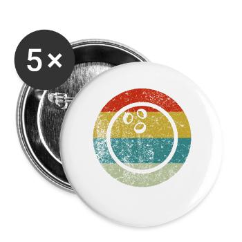Retro Vintage Bowling - Buttons groß 56 mm (5er Pack) - Weiß - Vorne