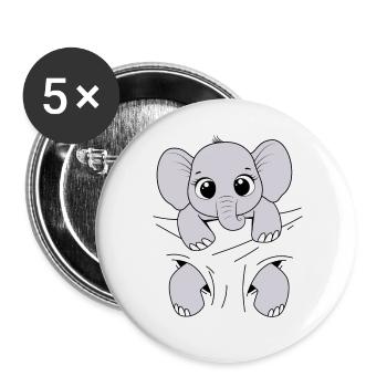 Bébé Éléphant Animal Drôle Porter Bébé Éléphant - Lot de 5 grands badges (56 mm) - blanc - Devant