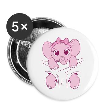 Bébé éléphant porter drôle rose bébé éléphant - Lot de 5 grands badges (56 mm) - blanc - Devant