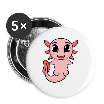 Axolotl - Buttons groß 56 mm (5er Pack) - Weiß - Vorne