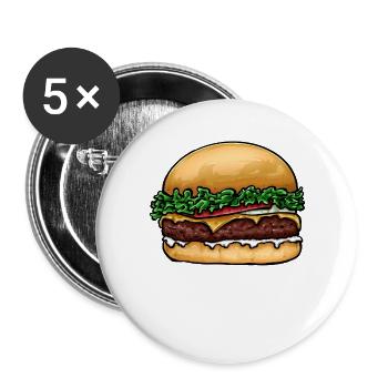 Hamburger Cheeseburger - Buttons groß 56 mm (5er Pack) - Weiß - Vorne