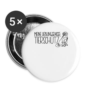 Meine Lieblingsrasse Tierschutz Tierheim Hund - Buttons groß 56 mm (5er Pack) - Weiß - Vorne