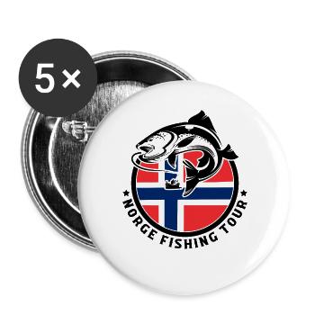 Norwegen Angeln Fischen Angler - Buttons groß 56 mm (5er Pack) - Weiß - Vorne