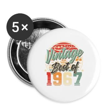 1967 Geburtsjahr Vintage Geburtstag - Buttons groß 56 mm (5er Pack) - Weiß - Vorne
