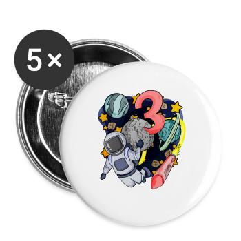 3 Geburtstag Junge - 3 Jahre alt - Ich bin 3 - Buttons groß 56 mm (5er Pack) - Weiß - Vorne