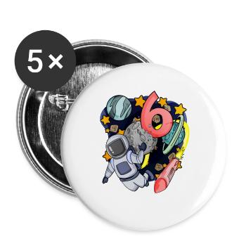 6 birthday boy - 6 years old - I am 6 - Buttons large 2.2''/56 mm (5-pack) - white - Front