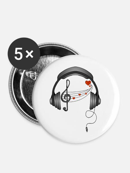 Kopfhörer - Buttons groß 56 mm (5er Pack) - Weiß