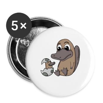 Maman ornithorynque avec bébé ornithorynque - Lot de 5 grands badges (56 mm) - blanc - Devant