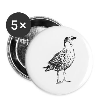 A beautiful seagull - Buttons large 2.2''/56 mm (5-pack) - white - Front