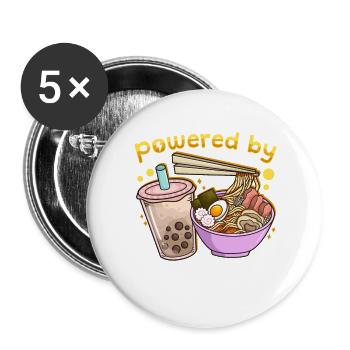 Bubble Tea Boba Ramen Kawaii - Buttons groß 56 mm (5er Pack) - Weiß - Vorne