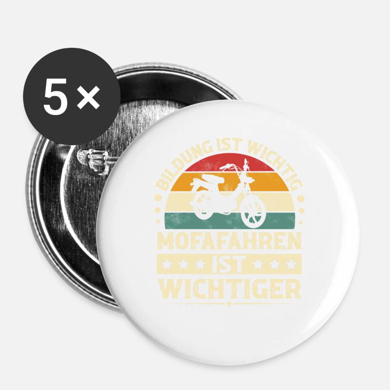 Mofa - Buttons groß 56 mm (5er Pack) - Weiß