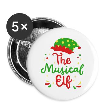 Musikalischer Elf Wichtel Weihnachten - Buttons groß 56 mm (5er Pack) - Weiß - Vorne