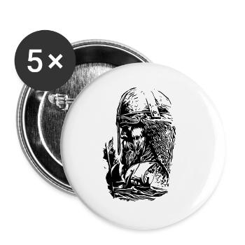 Vikings avec navire - Lot de 5 grands badges (56 mm) - blanc - Devant