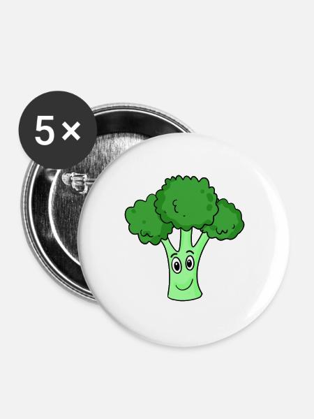 Brokkoli - Buttons groß 56 mm (5er Pack) - Weiß