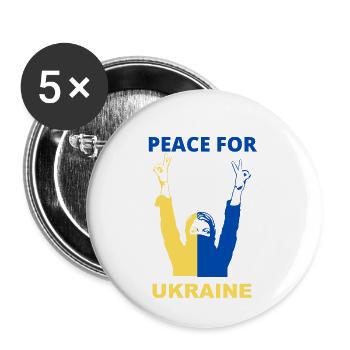 PEACE FOR UKRAINE - Buttons large 2.2''/56 mm (5-pack) - white - Front