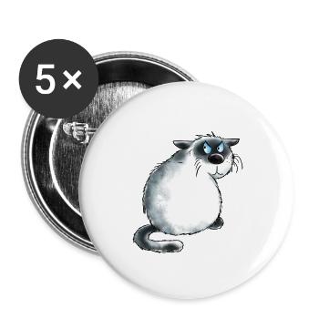 Mürrische Siamkatze I Nö Katze I Nein Statement - Buttons groß 56 mm (5er Pack) - Weiß - Vorne