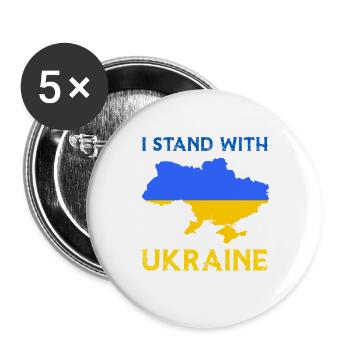 I Stand With Ukraine Flag - Ukraine Strong - Buttons large 2.2''/56 mm (5-pack) - white - Front