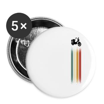 Mofa Mofafahrer Retro Vintage - Buttons groß 56 mm (5er Pack) - Weiß - Vorne
