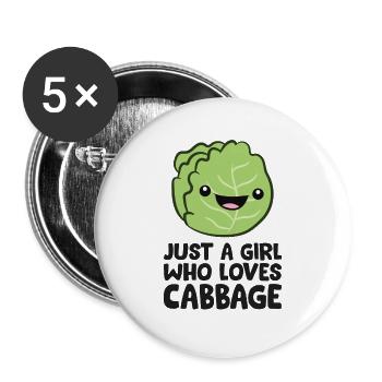 Juste une fille qui aime le chou - Lot de 5 grands badges (56 mm) - blanc - Devant