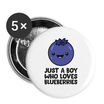 Nur ein Junge, der Blaubeeren liebt - Buttons groß 56 mm (5er Pack) - Weiß - Vorne