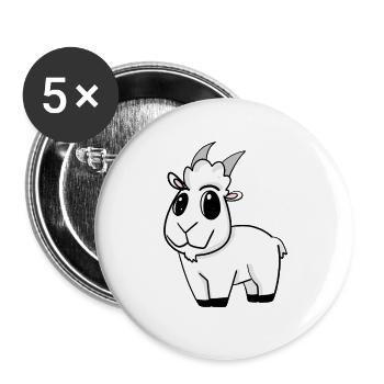 Ziege Ziegenbock Bock - Buttons groß 56 mm (5er Pack) - Weiß - Vorne