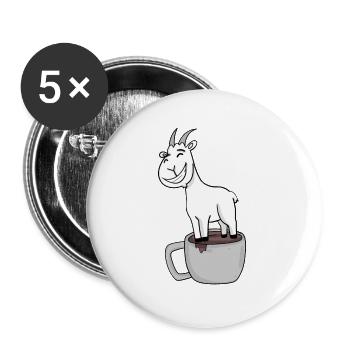 Bock auf Kaffee - Ziege Ziegenbock - Lot de 5 grands badges (56 mm) - blanc - Devant