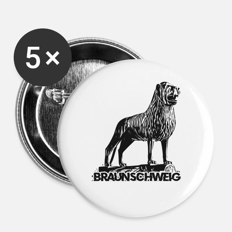Braunschweig Löwe - Buttons groß 56 mm (5er Pack) - Weiß