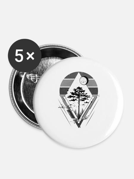 Mystischer Baum Heilige Geometrie - Buttons groß 56 mm (5er Pack) - Weiß