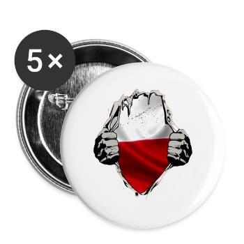 Poland - Polish flag under the shirt - Buttons large 2.2''/56 mm (5-pack) - white - Front